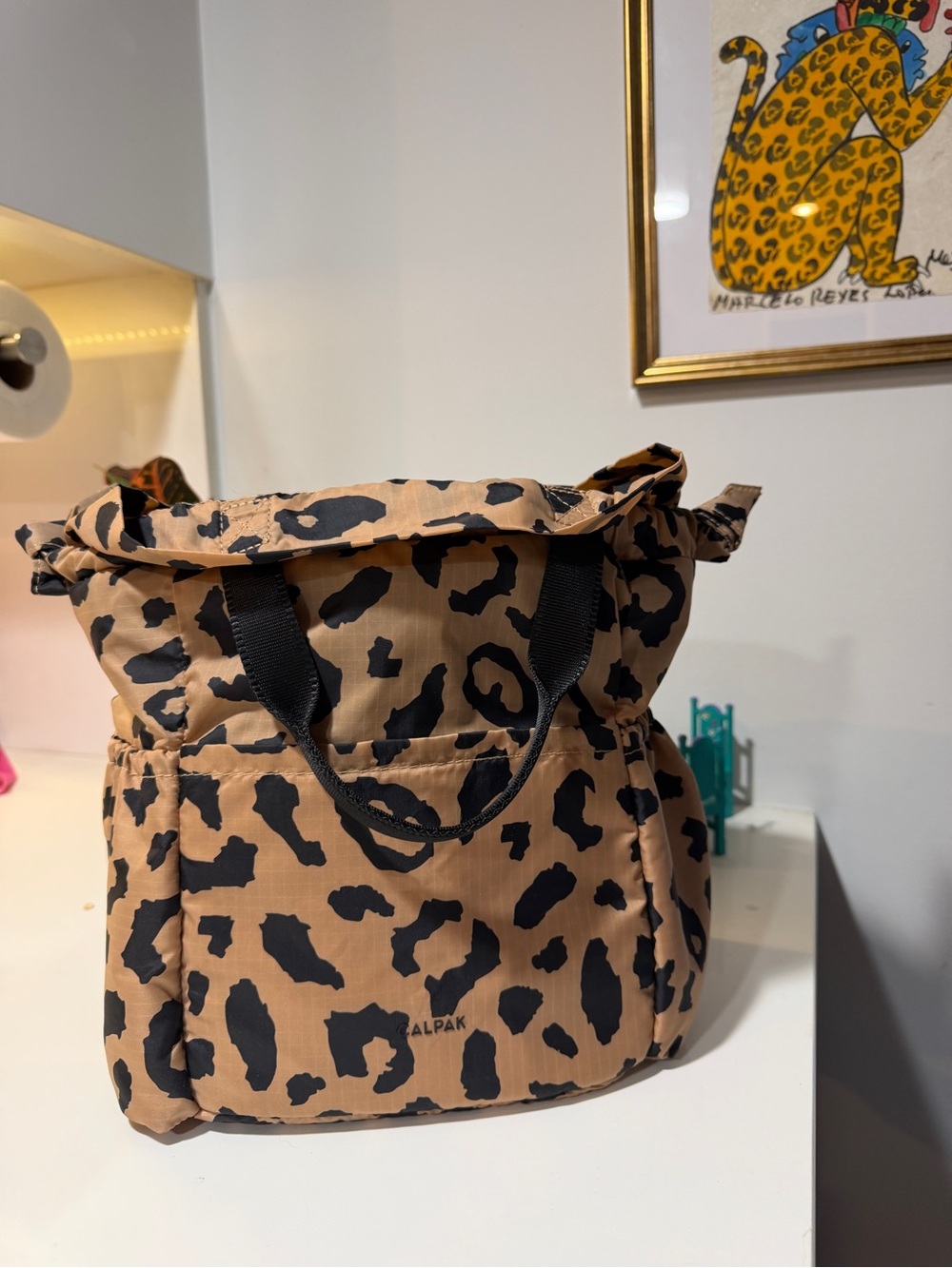 Calpak Leopard-Print Backpack in Tan and Black - Picture 3 of 6